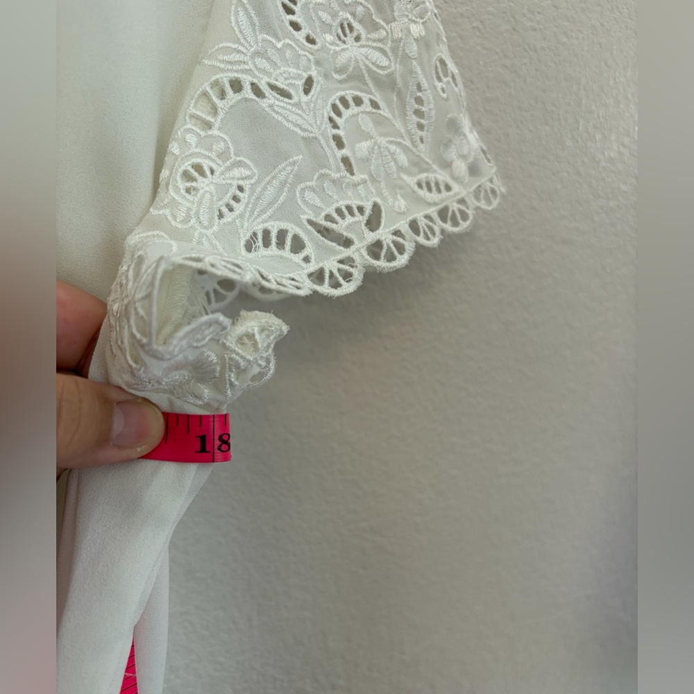 Express White Lace Peplum Blouse Boho Cottagecore Romantic Floral Embroidered XS - Picture 7 of 8
